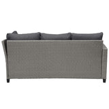 Patio Furniture Set, 5 Piece Outdoor Conversation Set,  Dining Table Chair with Ottoman and Throw Pillows