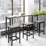 Dining Table Set with 3 Stools Pub Kitchen Set Side Table with Footrest