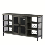 Wine Bar Cabinet, Liquor Storage Credenza, Sideboard with Wine Racks & Stemware Holder