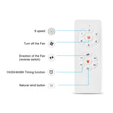 52 Inch White Ceiling Fan with Noiseless DC Motor and LED Lights Remote Control, 6 wind speeds