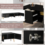 U-Can Modern TV Stand with 5 Champagne legs - Durable, stylish, spacious, versatile storage TVS up to 77" (Black)