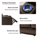 Orisfur. Power Motion Recliner with Adjustable Headrest,  Home Theater Seating with Hidden Arm Storage and Convenient Cup Holder Design