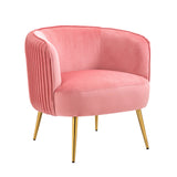Velvet Accent Upholstered Chair, Living Room Chair, Modern Reception Arm Chair with Golden Legs for Bedroom Reading Room