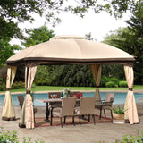 Patio Outdoor Gazebo, Double Roof Soft Canopy Garden Backyard Gazebo with Mosquito Netting Suitable for Lawn, Garden, Backyard and Deck