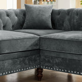 Grey Tufted L shaped Couch