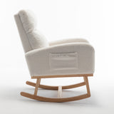 FONDHOME Modern Accent Rocking Chair, Upholstered Kids Glider Rocking Chair for Infants and Children, Teddy Material Comfort Arm Rocker, Lounge Armchair for Living Room, Beige