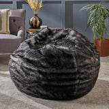 Modern Faux Fur 3 Foot Bean Bag, Black and White