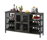 Wine Bar Cabinet, Liquor Storage Credenza, Sideboard with Wine Racks & Stemware Holder