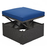 Outdoor Patio Daybed with Retractable Canopy. Wicker Furniture Sectional Seating with Washable Cushions, Backyard, Porch