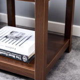 Classic brown Side Table , 2-Tier Small Space End Table ,Modern Night Stand, Sofa table, Side Table with Storage Shelve