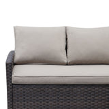 6-Piece Outdoor PE Rattan Sofa Set Patio Garden Wicker Dining and Coffee Sofa-Dark Brown