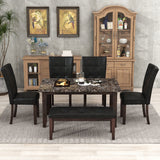 6-piece Faux Marble Dining Table Set  with one Faux Marble Dining Table