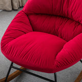 Tufted Upholstered Padded Seat Rocking Chair-Velvet Red