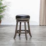 24" Counter Stool, Natural Finish, Saddle Leather Seat