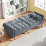 Orisfur. Linen Upholstered Modern Convertible Folding Futon Sofa Bed for Compact Living Space, Apartment, Dorm