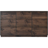 King 3 Piece Walnut Bedroom Set Platform Bed with Storage Bench with Nightstand and 9-Drawer Dresser