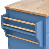 kitchen cart with Rubber wood desktop rolling mobile kitchen island with storage