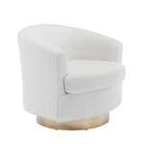 30.7''W Boucle Swivel Accent Barrel Chair Modern Comfy Sofa With Gold Stainless Steel Base for Living Room, 360 Degree Club Arm Chair for Nursery Bedroom Living Room Lounge Hotel (Ivory Boucle)