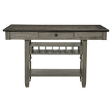 Dining Furniture Counter Height Table w Drawers Wine Rack Shelf and 4x Counter Height Chairs 5pc Dining Set Classic Style
