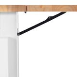 White Kitchen Island Cart with Rubber wood Drop-Leaf Countertop, adjustable height