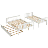 Twin Over Full Bunk Bed with Trundle, Convertible into 2 Beds, the Bunk Bed with Ladder and Safety Rails for Kids, Teens, Adults