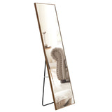 Brown Solid Wood Frame Full-length Mirror, Dressing Mirror, Bedroom Home Porch, Decorative Mirror, Clothing Store, Floor Mounted Large Mirror, Wall Mounted.65"*23"