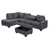 Grey Sectional Sofa Space Saving with Storage Ottoman