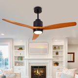 Quiet 52” Wood Ceiling Fans with Lights and Remote Moisture-proof Outdoor Indoor Ceiling Fan - 6 speedss