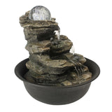 8.3inches Rock Cascading Tabletop Water Fountain with LED Lights & Crystal Ball for Home Office Bedroom Relaxation