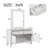 4 Pieces Traditional Concise Style White Bedroom Sets, Nightstand+ Dresser+ Mirror+ Full Bed
