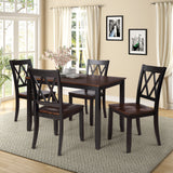 5-Piece Dining Table Set and Chairs Black
