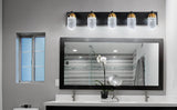 5-Lights Crystal Vanity Lights for Bathroom Lighting Fixture Black Gold Vintage Vanity Light LED Bathroom Wall Light Fixture