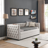 Daybed with Trundle Upholstered Tufted Sofa Bed, with Button
