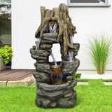47" Tall Indoor/Outdoor Water Fountain Rainforest Waterfall with LED Lights