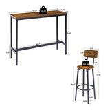 Bar Table Set with 2 Bar stools (Rustic Brown)