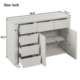 Simple Style Manufacture Wood Dresser with Wood Grain Sticker Surfaces Six Drawers and Two Level Cabinet Large Storage Space for Living Room Bedroom Guest Room Children’s Room, Stone Gray
