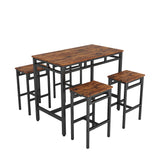 Bar table set 5PC dining table set with high stools,