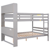 Grey Full Bunk Beds with Bookcase Headboard