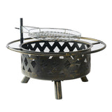 30'' 2-in-1 Heating & BBQ Fire Pit with a Spark Screen, Fire Poker