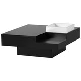 ON-TREND Modern Minimalist Design Square Coffee Table and Plug-in 16-color LED Strip Lights Remote Control for Living Room