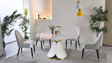 Modern sintered stone round dining table with stainless steel base
