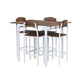 Farmhouse 5-piece Counter Height Drop Leaf Dining Table Set with Dining Chairs for 4,White Frame + Rustic Brown Tabletop