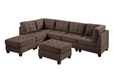 Sectional 7pc Set Living Room Furniture Corner L-Sectional