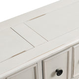 TREXM Rustic Entryway Console Table, 60" Long with two Different Size Drawers and Bottom Shelf for Storage (Antique White)