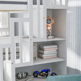 Full Over Full Bunk Bed with 2 Drawers and Staircase