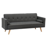 Dark Grey Double Corner Folding Sofa Bed, Two Throw Pillows