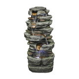 33" Outdoor Fountain Rockery Shower Outdoor Water Fountain with LED for Home