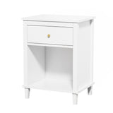 Wooden Nightstand with One Drawer One Shelf for Kids, Adults, White
