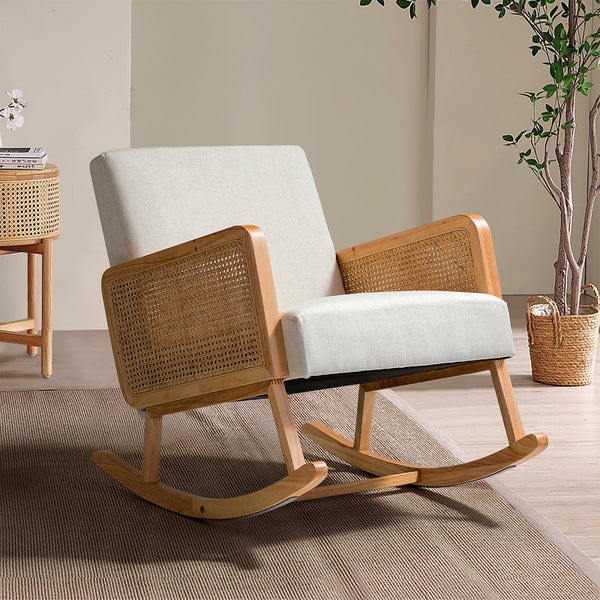 Trachin Rocking Chair with Rattan Arms