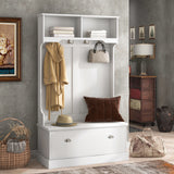 Hall Tree with 4 Hooks, Coat Hanger, Entryway Bench, Storage Bench